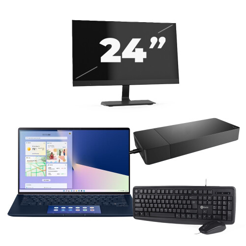 Asus ZenBook 14 UX434 - Intel Core i5-10e Generatie - 14 inch - 8GB RAM - 256GB SSD - Windows 11 Home + 1x 24 inch Monitor Tweedehands