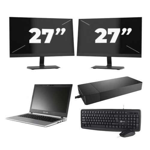 Atrust MT178 - Intel Celeron N2820 - 13 inch - 2GB RAM - 4GB SSD - Windows 10 Home + 2x 27 inch Monitor