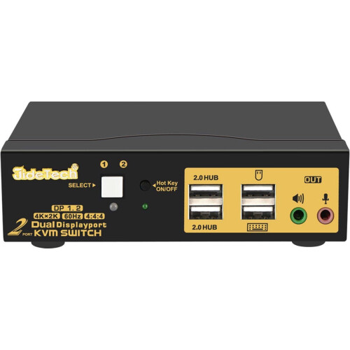 Auto Detection Dual Monitor DisplayPort KVM switch - 2 computers - Plug-and-play - JD-622DP