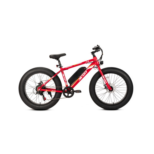 Avon E-bike Kinderfiets 24 Inch – 250w Motor Dikke Banden 60-80km Actieradius 7-speed Shimano Rood