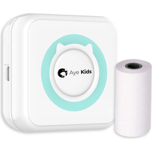 AyeKids Fotoprinter - Mini Printer - Bluetooth - Draadloos - Blauw (1 rol)