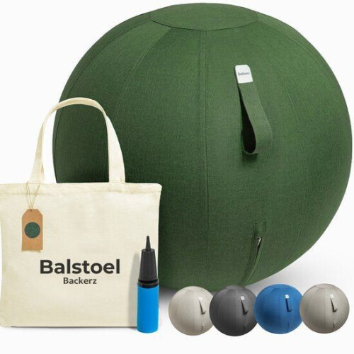 Backerz Zitbal 75 CM - Zitballen met Hoes Linnen - Ergonomische Bureaustoel Kantoor en Thuis - Luxe