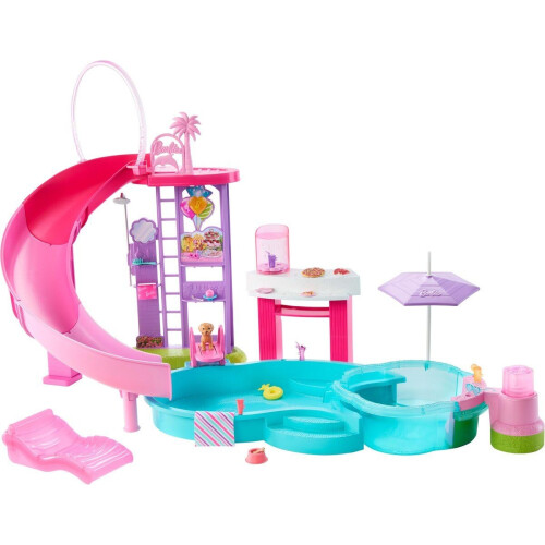 Barbie Droomzwembad - Speelset met 6 speelplekken en 20 accessoires - Meerkleurig