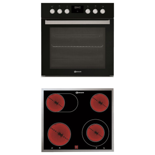 Bauknecht Heko Black 500 P Inbouw Oven En Keramische Kookplaat Set - Hete Lucht & Grill Functie - Pyrolyse-zelfreiniging - Pizzafunctie - 65 Liter | Nieuw (outlet)