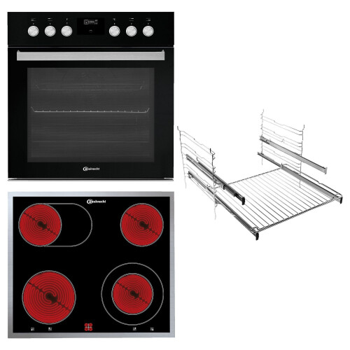 Bauknecht Heko Black 500 P Inbouw Oven En Keramische Kookplaat Set - Hete Lucht & Grill Functie - Pyrolyse-zelfreiniging - Pizzafunctie - 65 Liter | Nieuw (outlet)