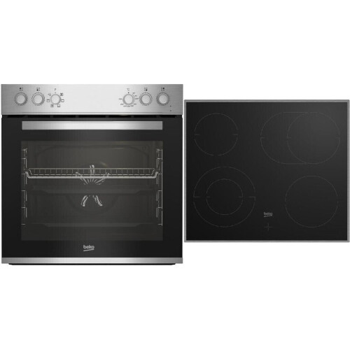 Beko BBUE12020X inbouw oven en kookplaat set: Glaskeramische kookplaat met roestvrijstalen frame