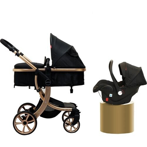 Bellaby Gb14748-608-bk- Luxe Kinderwagen 3 In 1 Met Autostoel- Zwartgoud | Nieuw (outlet) Tweedehands