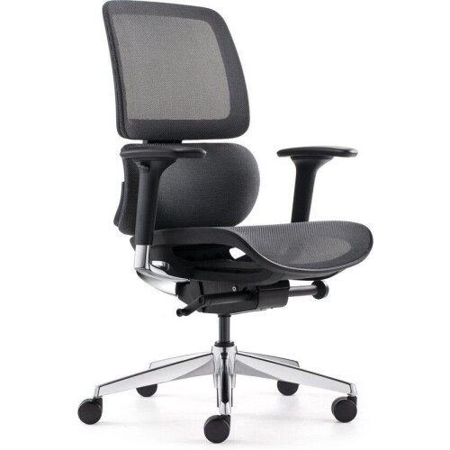 BENS 839DCR-Synchro-3 - Luxe Ergonomische Bureaustoel - Zwevende Zitting - Gepolijst Aluminium Voete