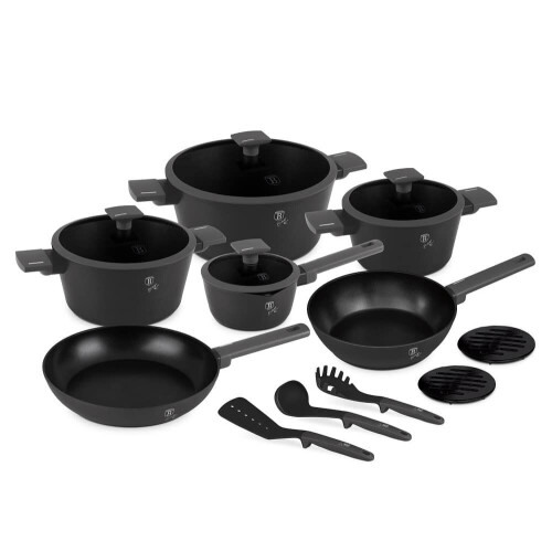 Berlinger Haus BH8141 - Pannenset 15-Delig - TitanPro Anti-aanbaklaag - Antraciet (15 stuks) Tweedehands