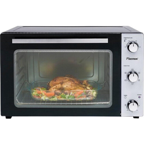 Bestron - Vrijstaande Oven 55L - Heteluchtfunctie 5 programma's max. 230°C - Zilver/Zwart Tweedehands
