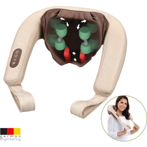 Beurer MG 153 - 4D Shiatsu Massageapparaat - Nek Rug Schouders Bovenbenen - Verwarming - 4 Kneedrollen 2 Knijpkoppen - 2 Snelheden