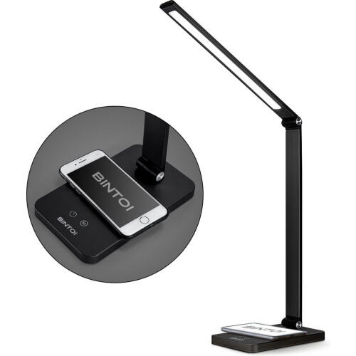 BINTOI® DL200 - Bureaulamp LED - Dimbaar - Draadloos Opladen - Zwart