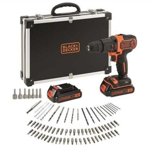 BLACK+DECKER BDCHD18 - Accuschroef-/klopboormachine - 2 accu's 18V 1.5Ah + 80 accessoires
