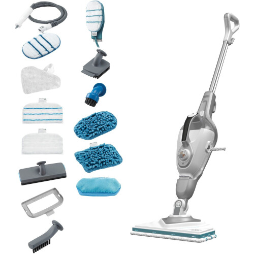 BLACK+DECKER BHSM1615DSG-QS - Steam-Mop - Stoomreiniger met SteaMitt en 15 accessoires - Wit