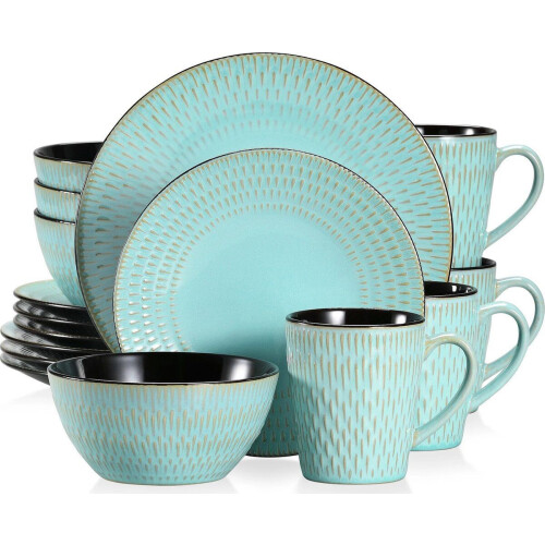 Bloominggoods® Luxe Serviesset - 16 Delig - Bohemian Design - Groen (4 persoons) Tweedehands