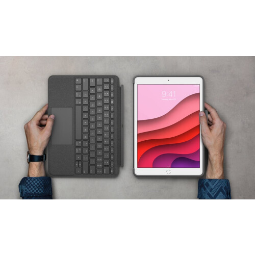 Bluetooth Keyboard with Support for Tablet iPad Logitech ComboTouch Graphite German QWERTZ (Refurbished B)