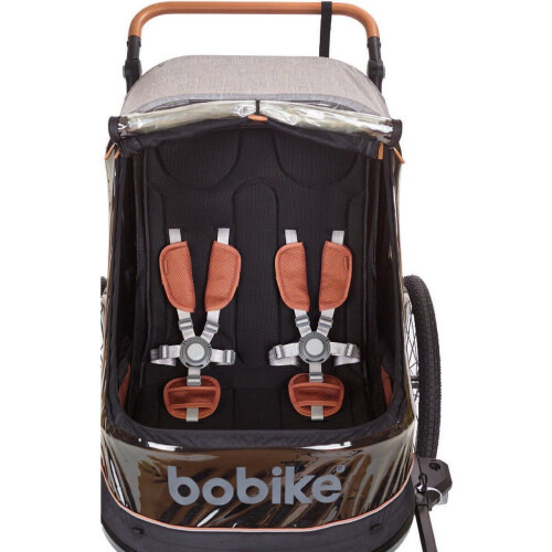 Bobike Trailer - 2-in-1 fietskar en wandelwagen - max. 2 kinderen - zwart/bruin