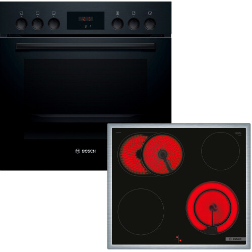 Bosch HND211LB2 - Inbouw oven-kookplaatset 66 liter 3D hetelucht - Zwart (HEF113BB0 + NKN645GA2E) Tweedehands