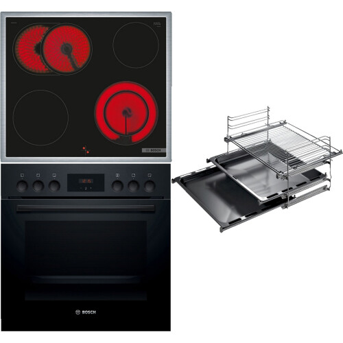 Bosch Hnd211rb1 Inbouw Oven En Keramische Kookplaat Set - Grill Functie - 4 Kookzone_s - 66 Liter - Zwart | Nieuw (outlet)