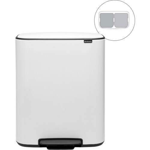 Brabantia Bo Prullenbak - 2 x 30 liter - Afvalscheiding - White (2 stuks) Tweedehands