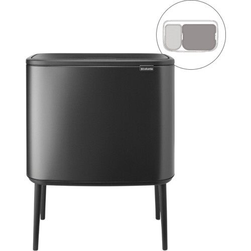 Brabantia Bo Touch Bin - Prullenbak - 11 + 23 liter - Afvalscheiding - Confident Grey Tweedehands