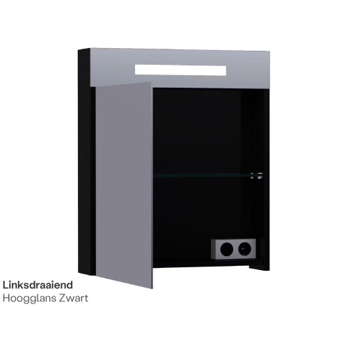 Brauer Double Face 60 - Spiegelkast - Hoogglans Zwart - 60 cm - Linksdraaiend