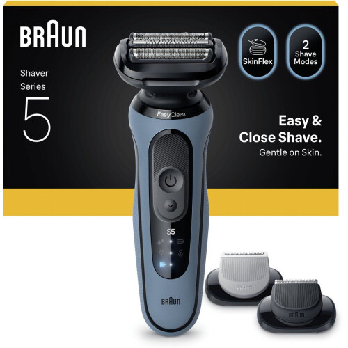 Braun Series 5 - Elektrisch Scheerapparaat - 50 min gebruik + 2 Opzetstukken - Azure