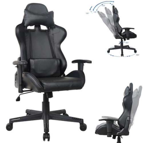 Bureaustoel gamestoel Thomas - racing gaming stijl stoel - ergonomisch - zwart design Tweedehands