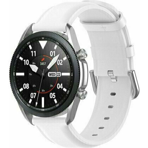 By Qubix 22mm - Leren horlogebandje - Gespsluiting - Wit