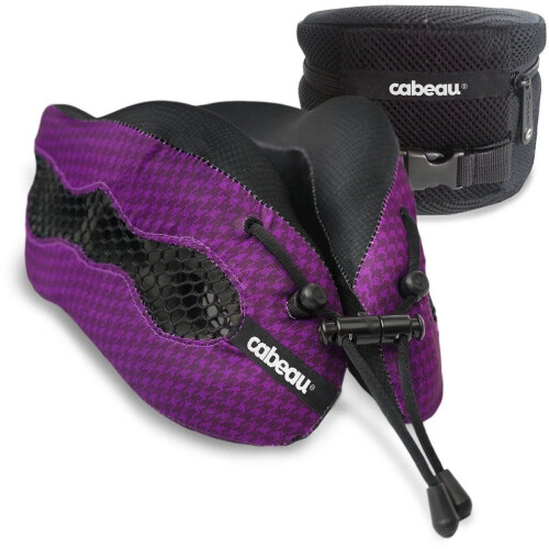 Cabeau Evolution Cool - Nekkussen met oordopjes - Thermische technologie - Paars