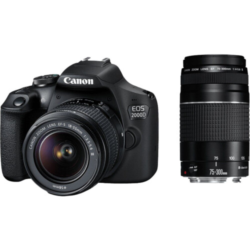 Canon EOS 2000D - Spiegelreflexcamera - 24.1 Megapixel - 18-55mm f/3.6-5.6 III + 75-300 f/4-5.6 III