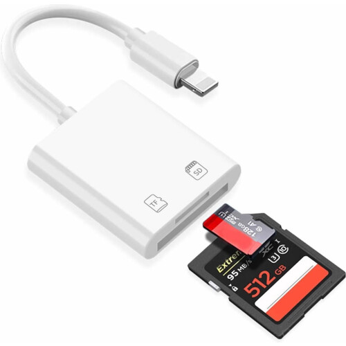 Cardreader met Lightning aansluiting - SD card reader Iphone - SD kaart en Micro SD - SD kaartlezer lightning - Plug en Play - Geen APP nodig