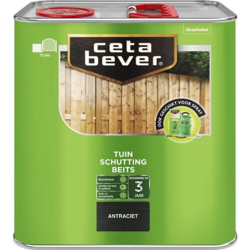 CetaBever Schuttingbeits - Transparant - Antraciet - 2,5 L
