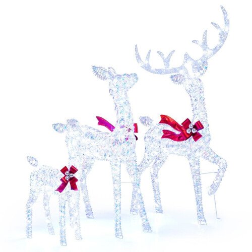 Coast 3-delige LED Rendierfamilie - Kerstdecoratie - 215 LED’s cool white - iriserend - rood accent Tweedehands