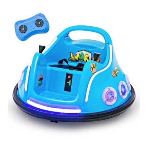 Coast Bumperauto - 360 Graden Draaibaar - 12V - Muziek & Licht - Blauw - 73x73x43cm