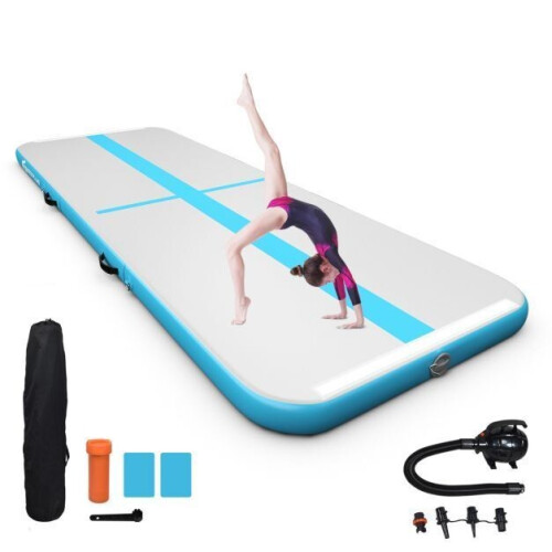 Coast Gymmat met compressor - Opblaasbare gymnastiekmat - 450 x 100 x 15 cm - Blauw Tweedehands