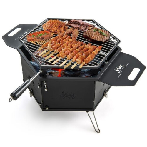 Coast Hibachi Grill - Draagbaar - Opvouwbaar - Roterend Rooster - Zwart - 77 x 74 x 38 cm