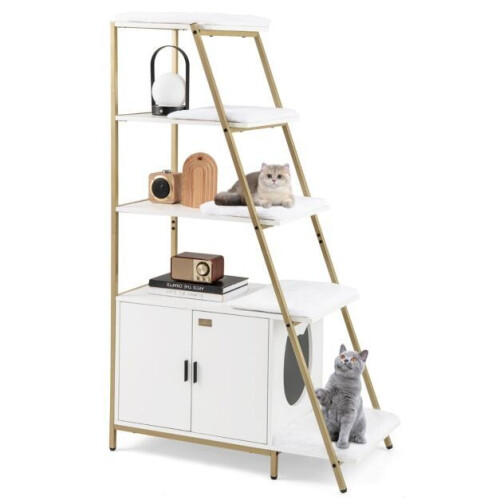 Coast Kattenbakkast met Opbergruimte 92,5 x 49 x 149 cm - 2-in-1 Kattenmeubel met 5 Planken en