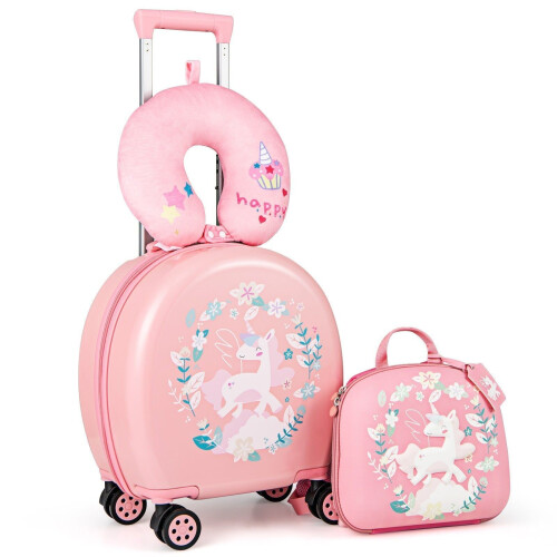 Coast Kofferset - Handbagage 14 inch en Rugzak 10 inch - Kindvriendelijk ontwerp - Roze Tweedehands