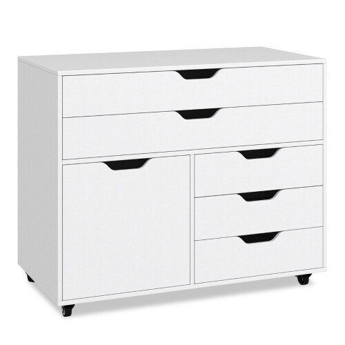 Coast Mobiele Ladekast - 5 Lades en Printerstandaard op Wielen - 77,5 x 40 x 64 cm