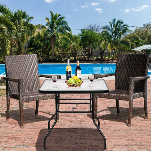 Coast Rechthoekige Terrastafel - Gehard Glas - 81 x 81 x 71 cm - Zwart