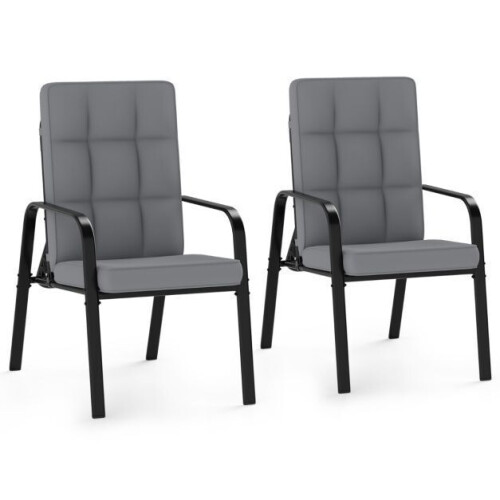 Coast Terrasstoelen - Verstelbaar - 5 standen - Grijs/Zwart (set van 2)