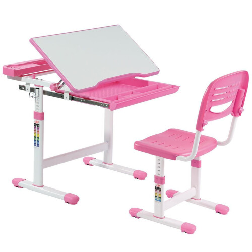 Coast Tiltable Kinderbureau - Hoogteverstelbaar - Kantelbaar tafelblad - Roze