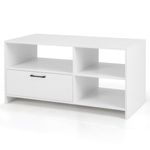 Coast TV-Kast Lowboard 104,5 x 51,5 x 52 cm Wit met Lade en Open Vakken voor Televisies tot 50 Inch