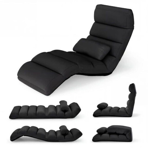Coast Vloerfauteuil Zwart – Inklapbare Relaxstoel met Slaapfunctie – 175 x 55 x 20 cm Tweedehands