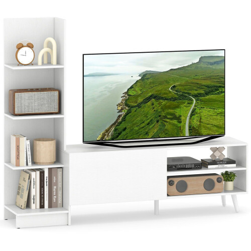 coast Woonwand TV-meubel - TV tot 50 inch - 4-laags boekenrek - Wit - 140 x 31 x 115,5 cm