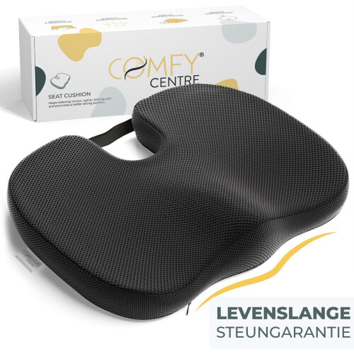 COMFYCENTRE® Zitkussen - Orthopedisch Wigkussen - Ergonomisch Traagschuim - Zwart