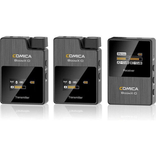 Comica BoomX-D D2 - Draadloze microfoon-set - 2 zenders 1 ontvanger - Zwart