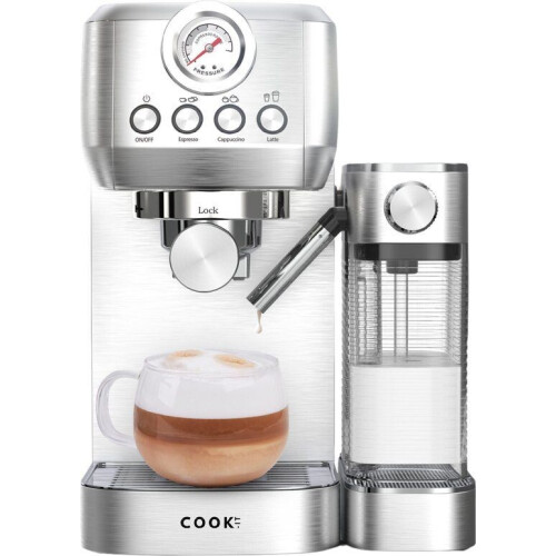 COOK-IT Espressomachine - RvS Koffiemachine - 20 Bar Italiaanse Pomp - Automatische Melkopschuimer