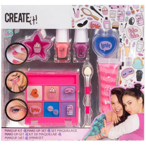 Create it! - Make-up Set - 2 nagellakjes 2 lippenbalsems 6 kleuren oogschaduw - Roze/Lila